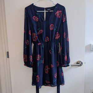 Express Long Sleeve Blue Floral Dress